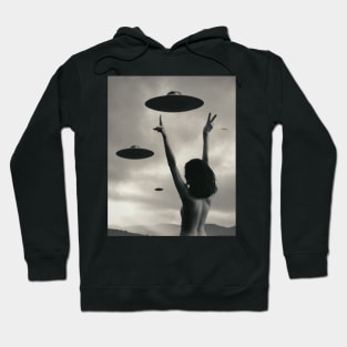 Woman Peace UFO "Good Vibes" Art by Cult Class Hoodie